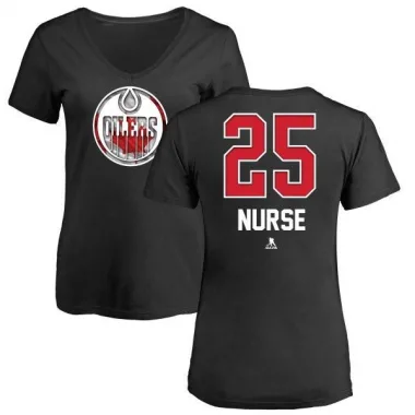 Black Women's Darnell Nurse Edmonton Oilers Name and Number Banner Wave V-Neck T-Shirt -