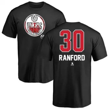 Black Youth Bill Ranford Edmonton Oilers Name and Number Banner Wave T-Shirt -