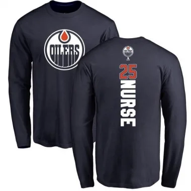 Navy Men's Darnell Nurse Edmonton Oilers Backer Long Sleeve T-Shirt -